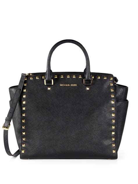 michael kors black big bag|michael kors black studded bag.